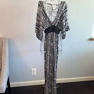 Miley + Molly black and white patterned maxi dress/beach cover up